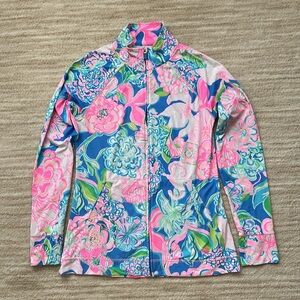 Lilly Pulitzer Luxletic Hadlee Jacket Zip Front 03137 Pink Green Blue Size Small